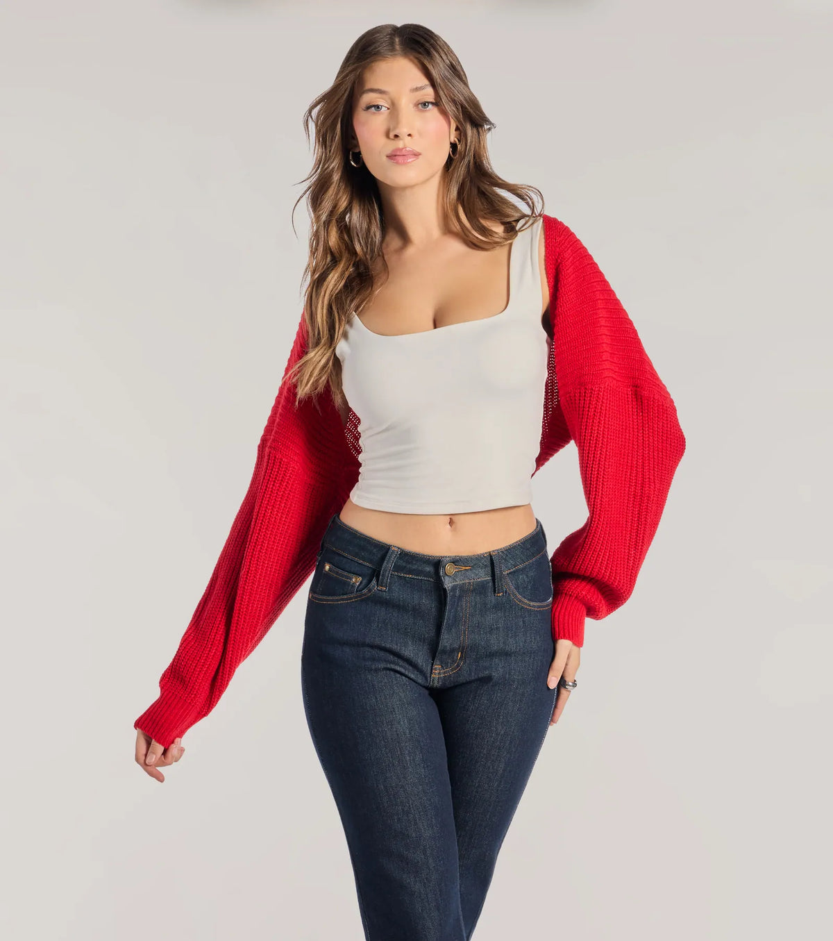 Sweet And Cozy Oversized Knit Sweater Bolero