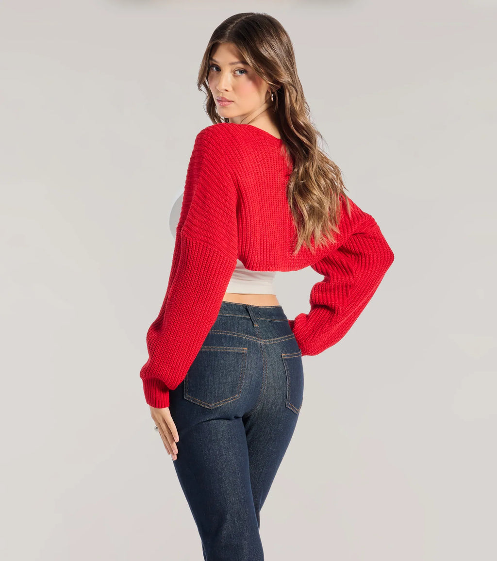 Sweet And Cozy Oversized Knit Sweater Bolero
