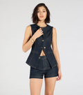 Exceptional Poise Sleeveless Button Denim Vest